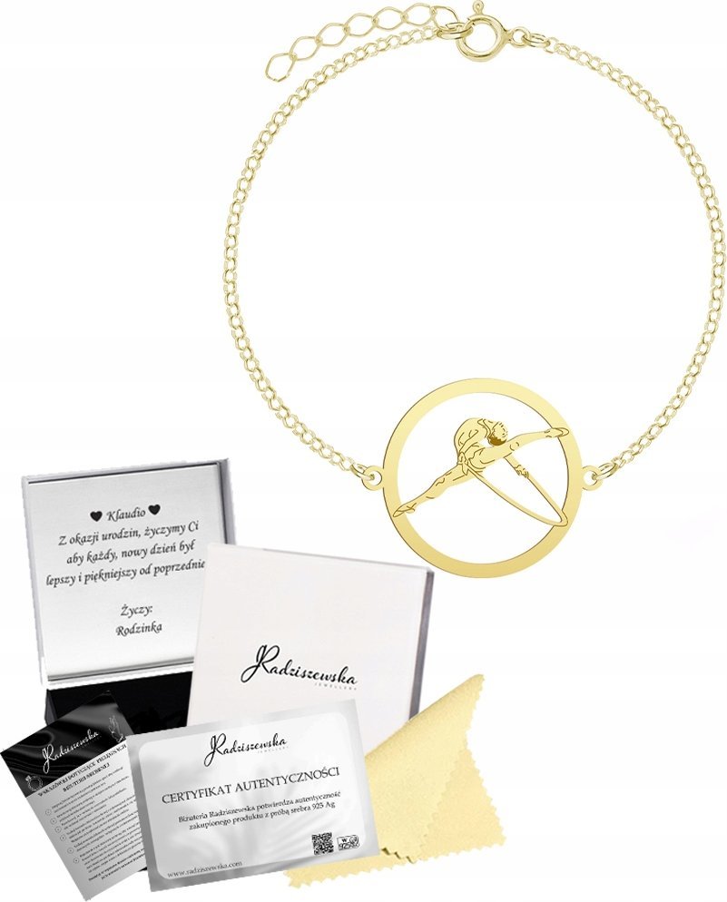 MEJK Jewellery Bransoletka Złota Gimnastyka Artystyczna z Obręczą SREBRO 925 GRAWER GRATIS