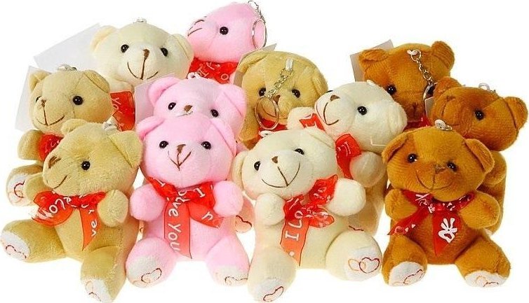 Miś pluszowy z zawieszką 10cm mix