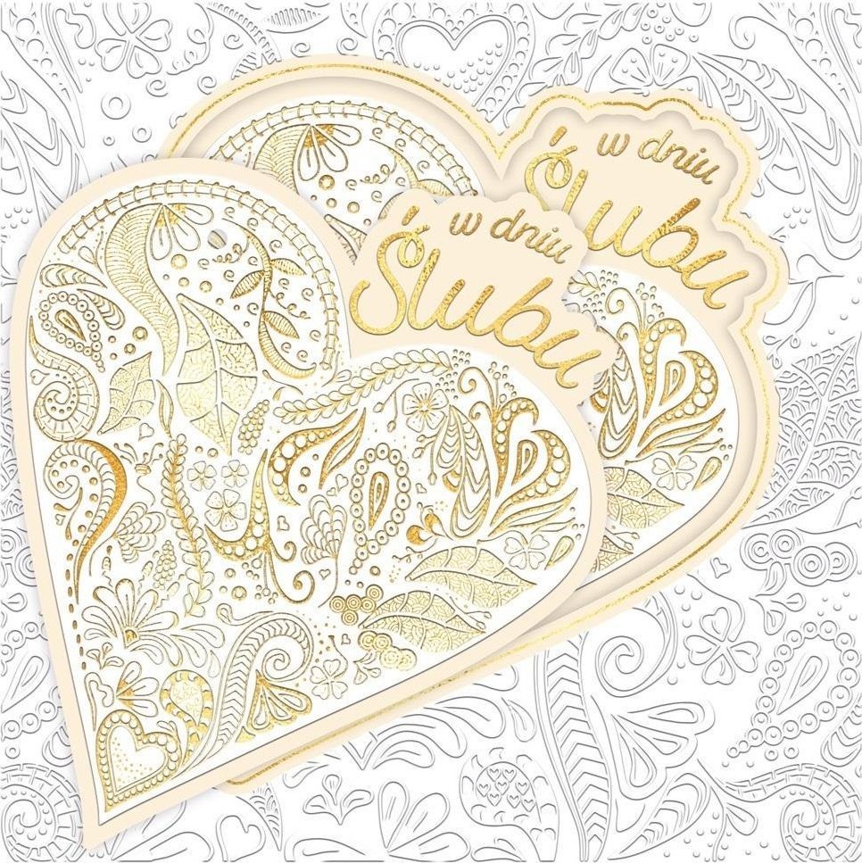 Karnet KW ślub Serce pattern