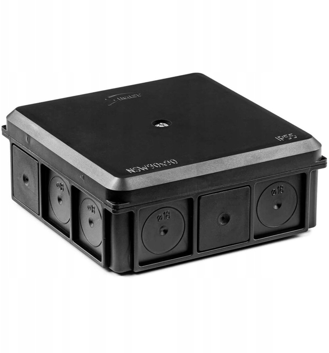 Puszka naścienna 90x37x90mm IP55 z dławnicami z wkrętem czarna NSW90x90 35418707