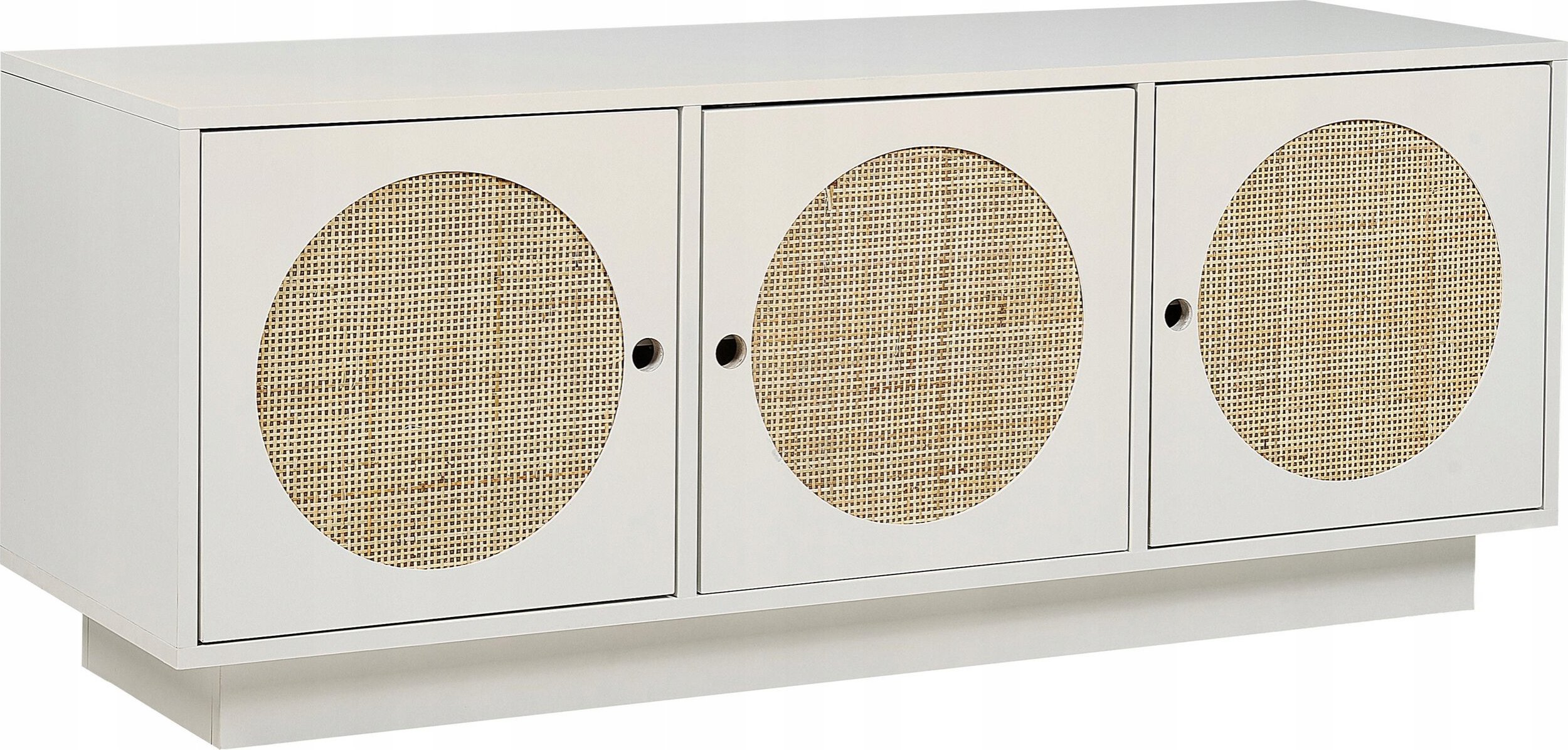 Beliani Szafka trzydrzwiowa fronty rattanowe biała UYUNI