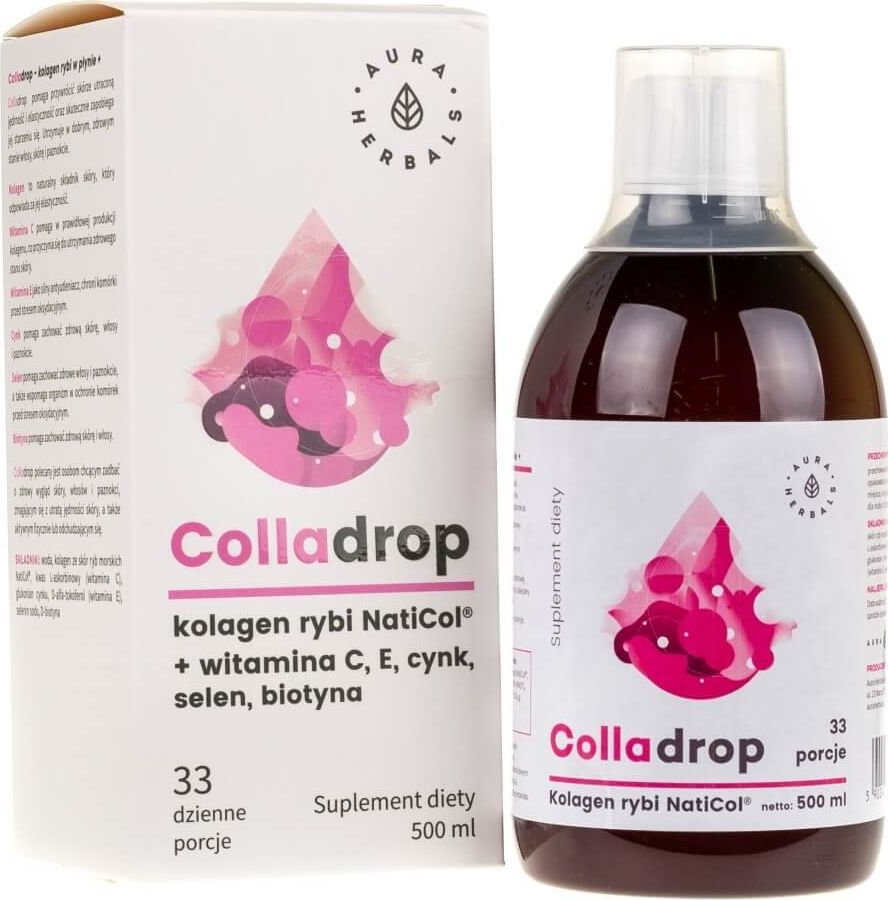 Aura Herbals Aura Herbals Colladrop - Kolagen rybi NatiCol + Wit. C - 500 ml