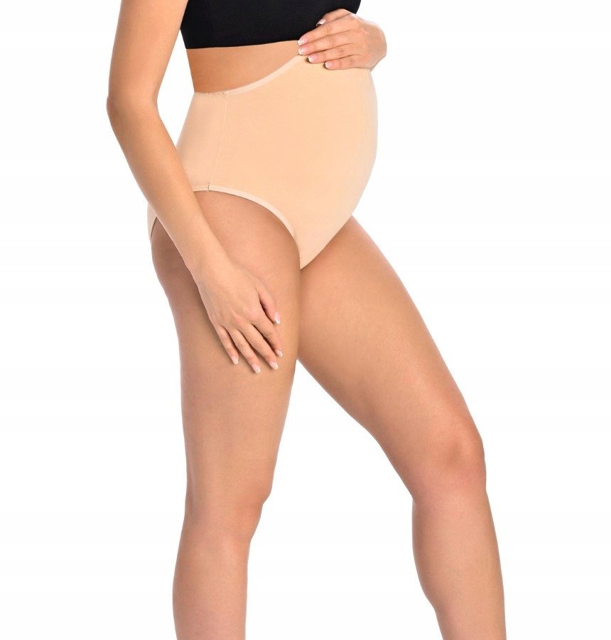 Majtki ciążowe bawełniane figi maxi Iris beżowe Beżowy XS