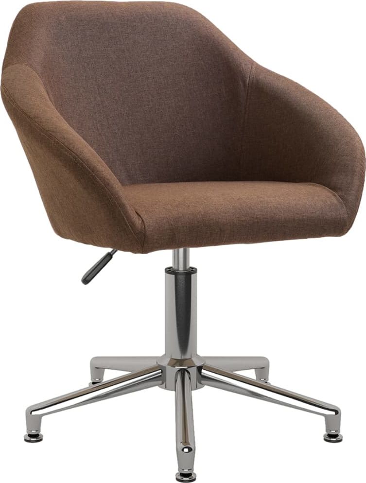 vidaXL Obrotowe krzesło stołowe, brązowe, obite tkaniną