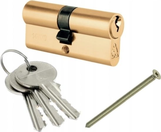 LOB Wkładka do zamka drzwi mosiądz 40/40 mm + 3 klucze