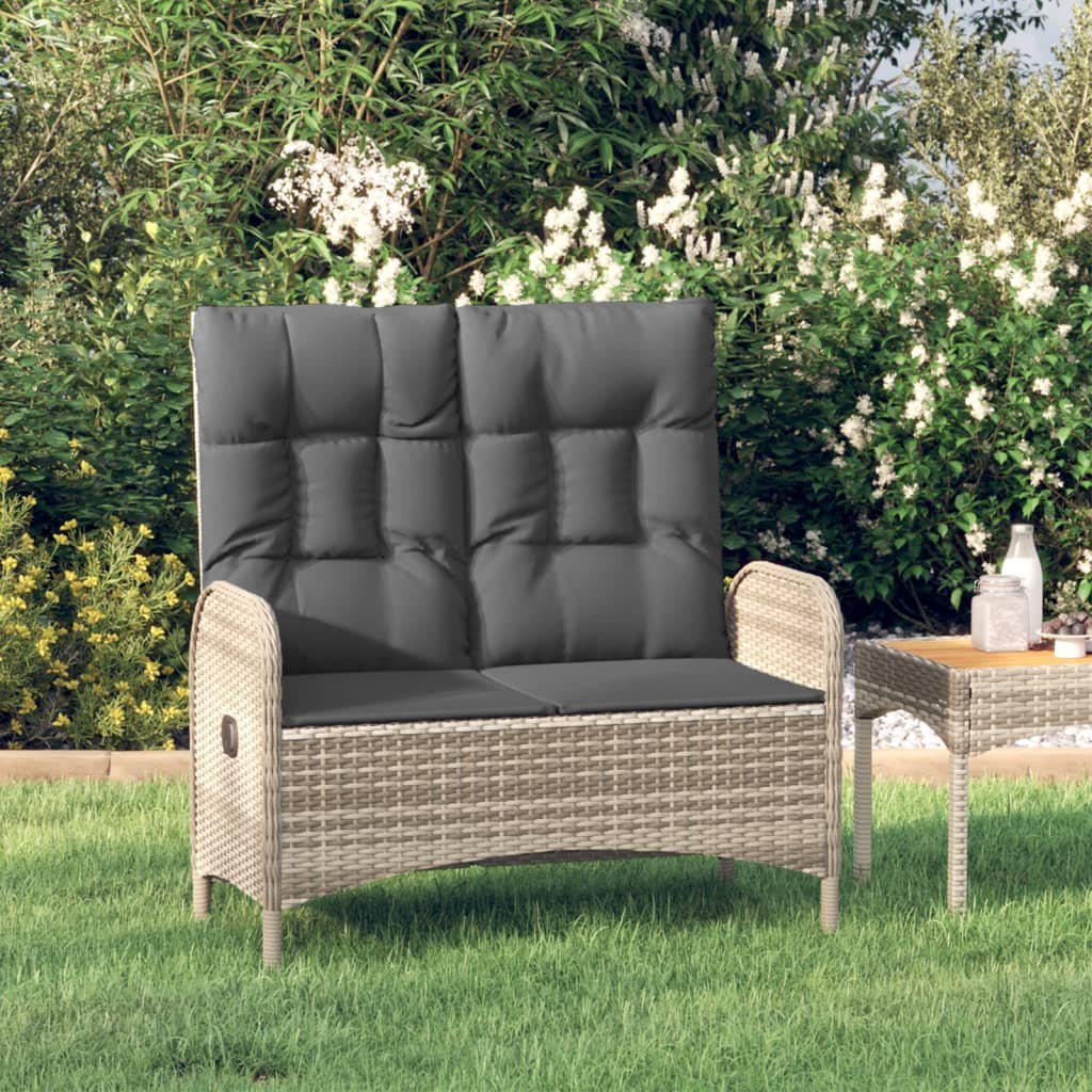 vidaXL vidaXL Rozkładana ławka ogrodowa, poduszki, 107 cm, rattan PE, szara