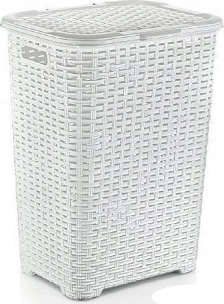 Kosz na bieliznę RATTAN 45l-biały 400x316x550