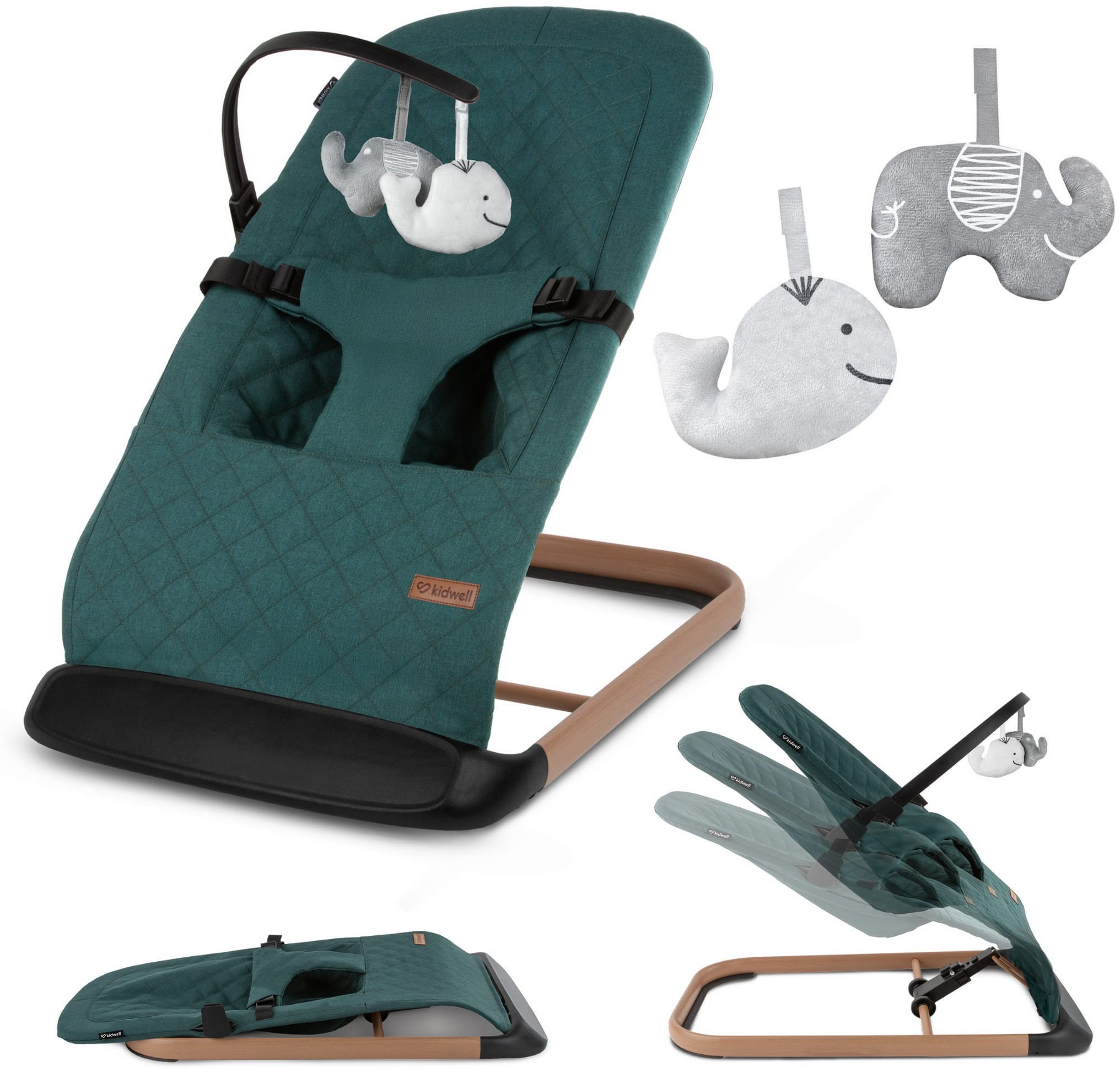 LeŻaczek bujaczek kidwell laro skŁadany dla niemowlĄt zielony