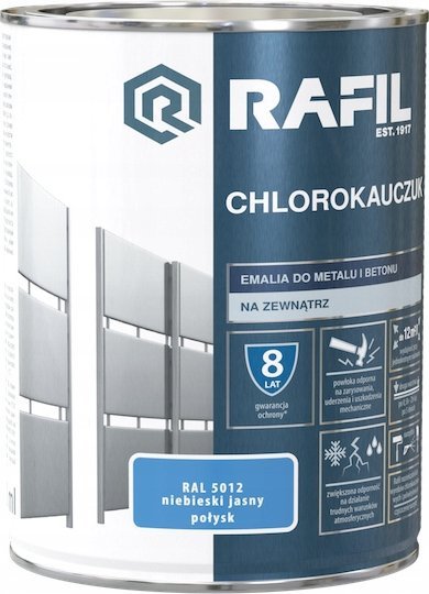 Emalia chlorokauczukowa do metalu Rafil 0,9 l odcienie niebieskiego połysk