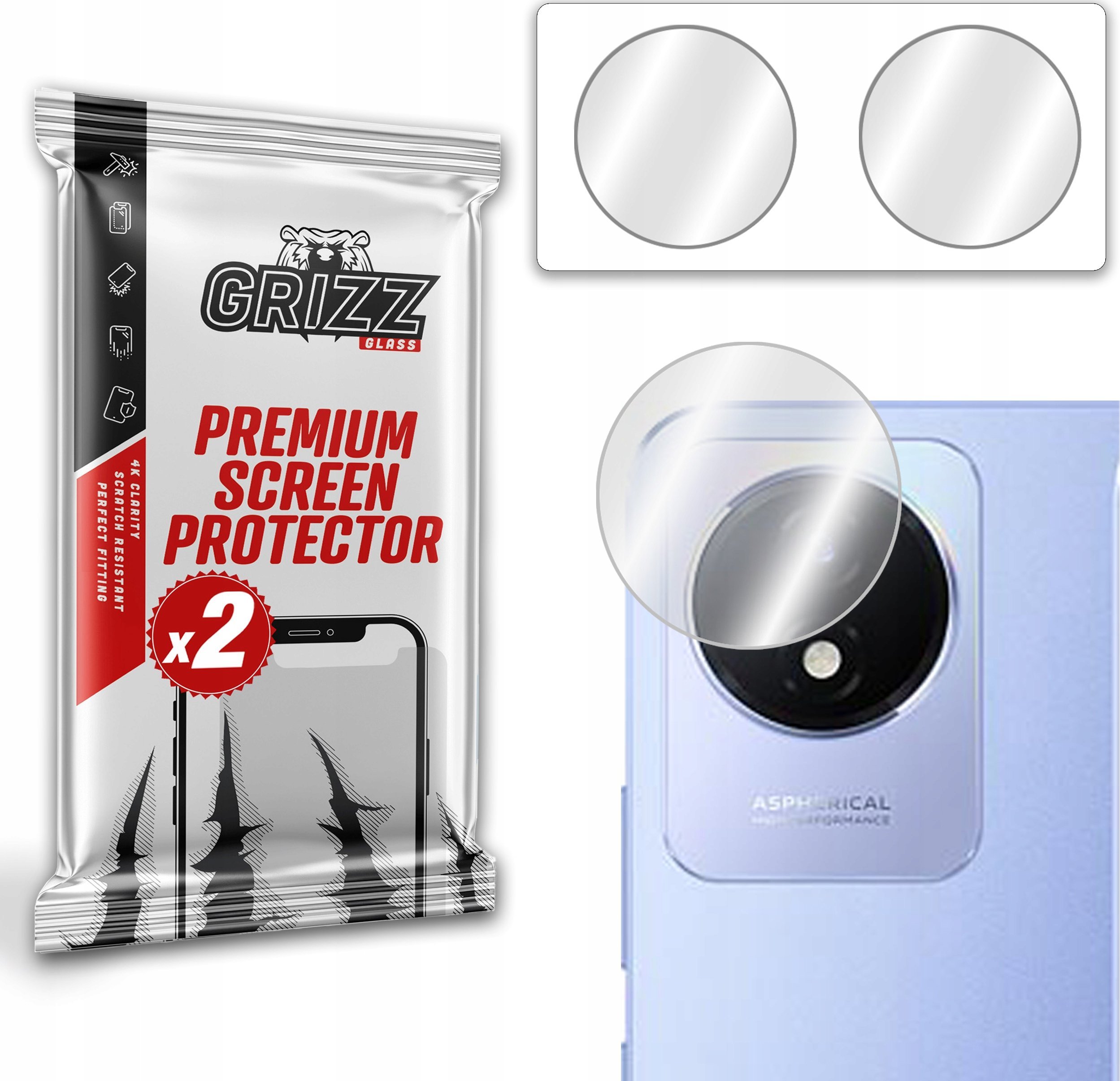 GrizzGlass Szkło hybrydowe na aparat Grizz Vivo Y02