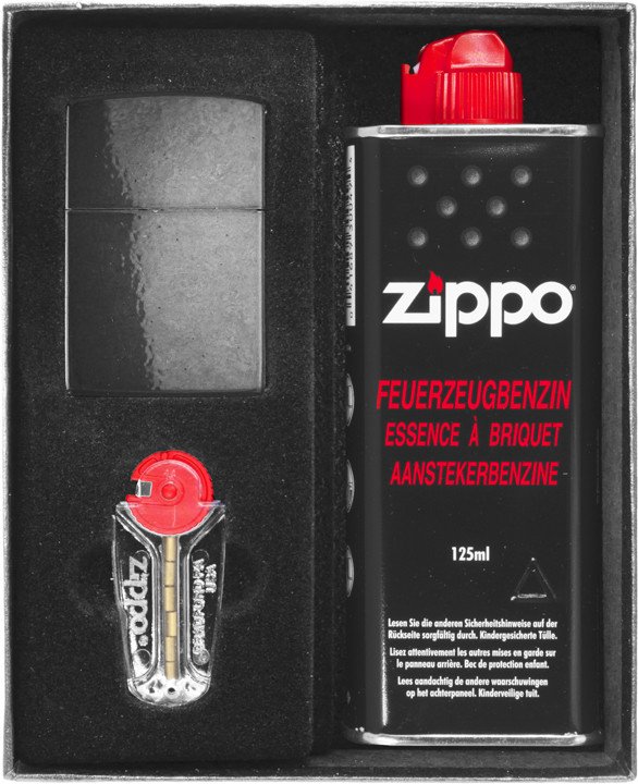 Zestaw ZIPPO Zapalniczka BLACK CRACKLE Prezentowy No1