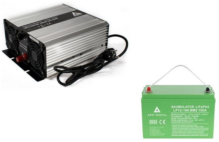 Zestaw zasilania awaryjnego Sinus UPS-1200SR 1200W + AKU 100Ah 12V LiFePO4 BMS