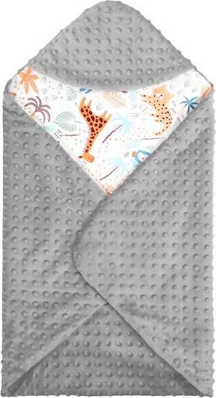 Springos Otulacz dla niemowląt do fotelika, nosidełka, 77x77cm dwustronny kocyk z kapturem UNIWERSALNY