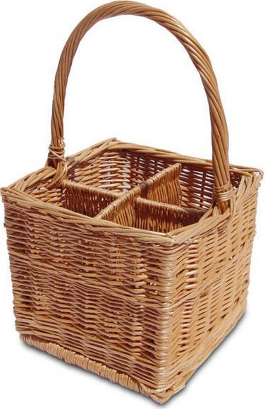 WickerPL WIKLINOWY KOSZ NA 4 BUTELKI w kolorze naturalnym 28X28 H23 CM