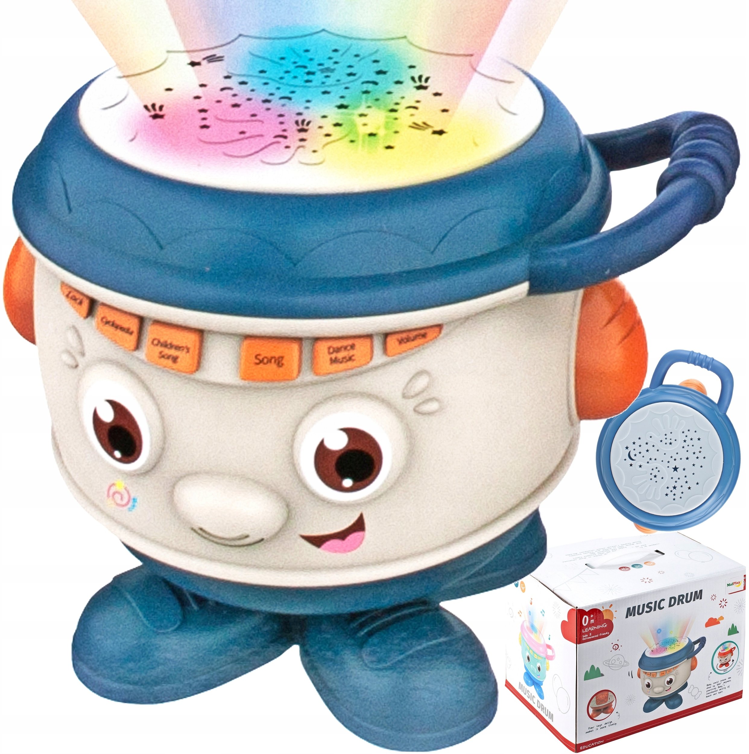 MalPlay Bębenek Muzyczny interaktywny Obrotowy Perkusja dla dzieci 2 kolory
