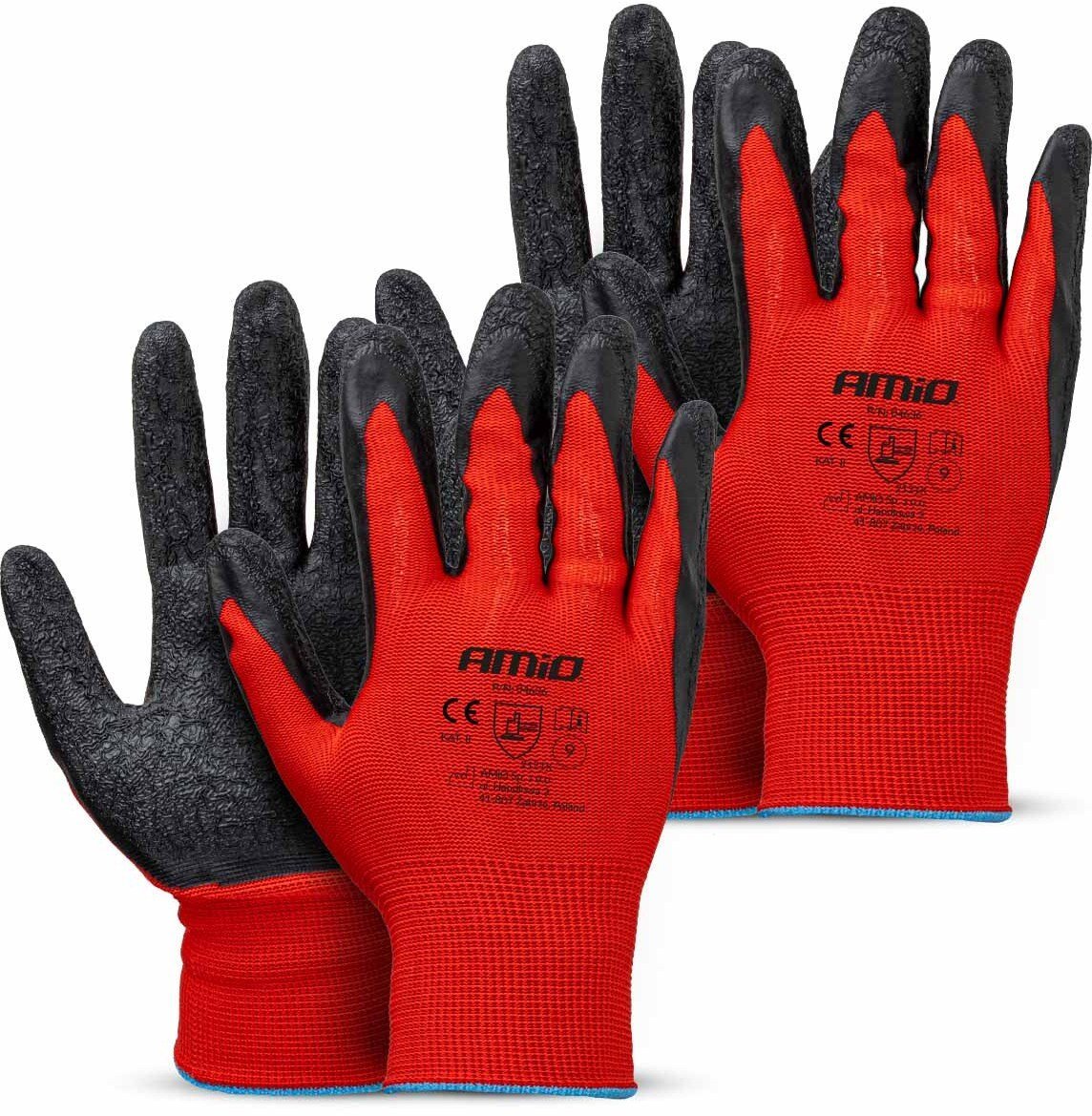 Rękawice ochronne poliestrowe powlekane lateksem rozmiar 9 2121x 4szt. amio-04636