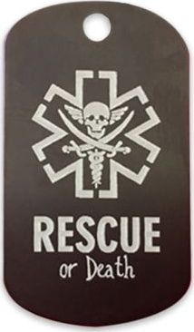 Breloczek Polska Firma Nieśmiertelnik ratowniczy RESCUE OR DET grawerowany