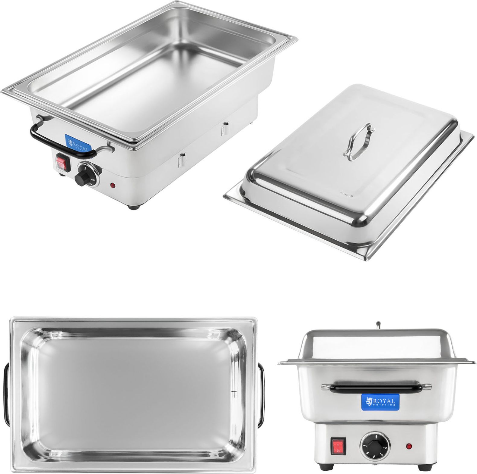 Royal Catering 1148 PODGRZEWACZ STOŁOWY DO POTRAW ELEKTRYCZNY STALOWY GN 1/1 100MM 1148