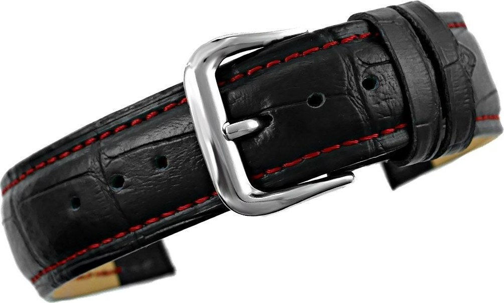Pasek do zegarka - Skóra 20 mm 20K1 Czarno-Czerwony