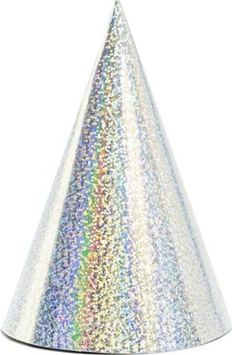 Party Deco Czapeczki imprezowe, holograficzne srebrne, 17 cm, 6 szt. uniwersalny