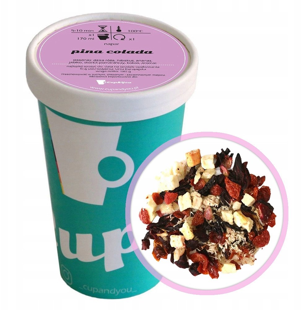Sypana herbata owocowa tropikalna PINA COLADA dzika róża 180g premium - herbata liściasta sypana mieszanka napar susz