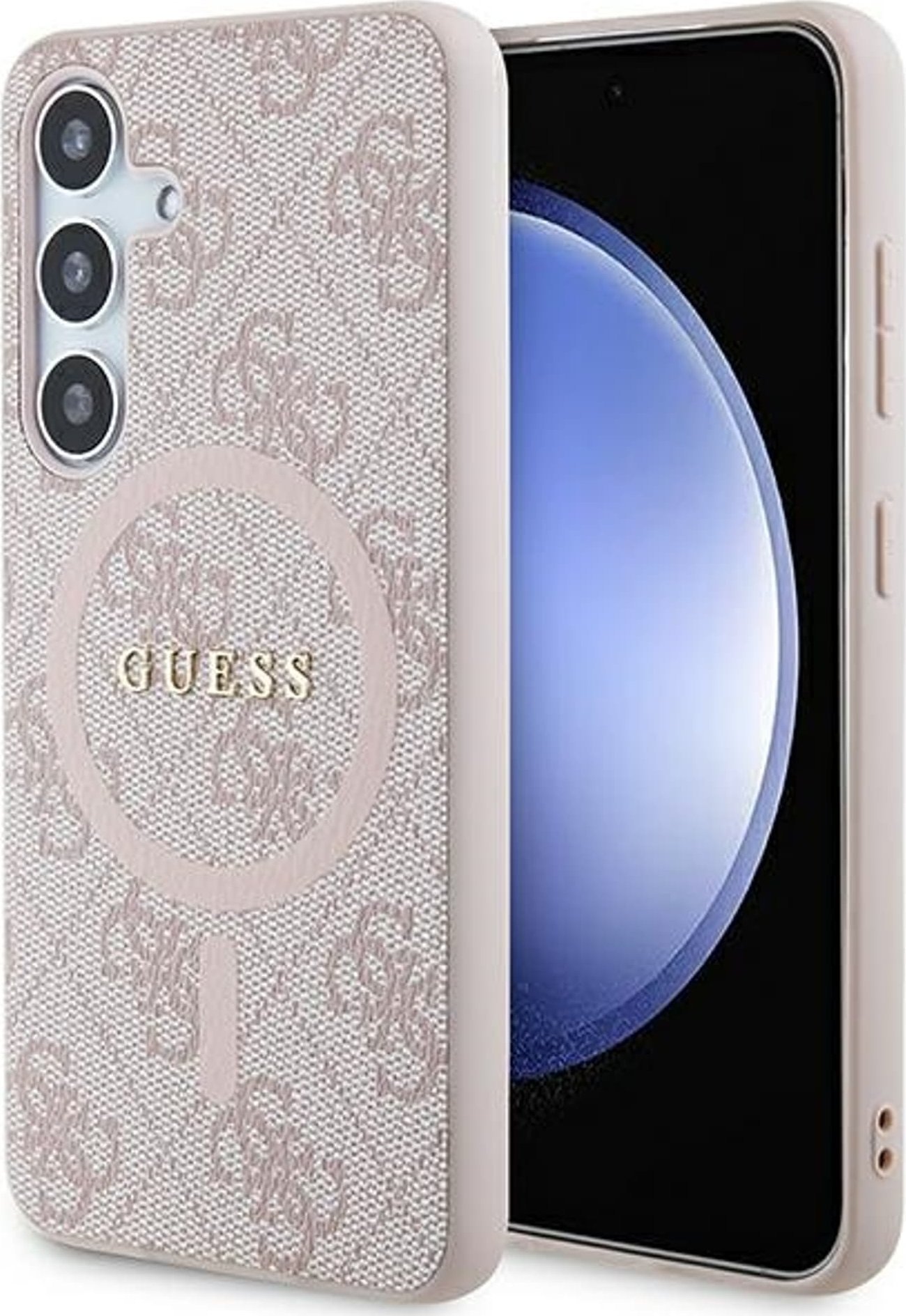 Guess GUHMS24SG4GFRP S24 S921 różowy/różowy hardcase 4G Collection Leather Metal Logo MagSafe