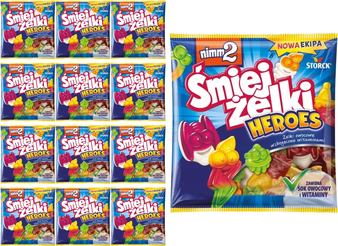 nimm2 Śmiejżelki Heroes Żelki owocowe wzbogacone witaminami 90 g x 12 sztuk