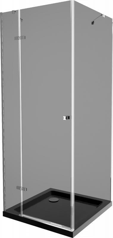 Mexen Mexen Roma kabina prysznicowa uchylna 90 x 90 cm, grafit, chrom + brodzik Flat, czarny - 854-090-090-01-40-4070