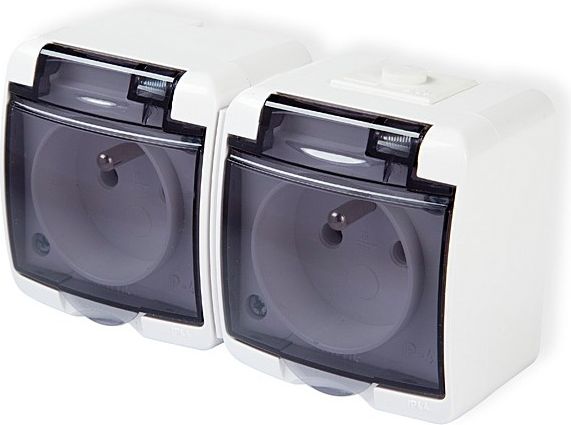 Karlik gniazdko hermetyczne podwójne 2x2P+Z białe (GHE-2d)