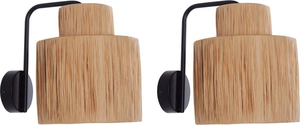 Beliani Zestaw 2 lamp ściennych rafia naturalny SHINFA
