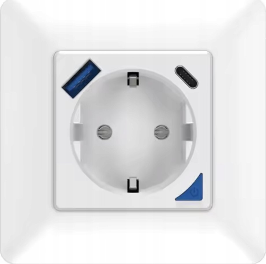 Gniazdko ścienne Kontakt USB USB-C 16A WiFi Tuya