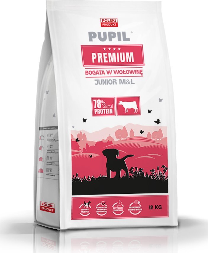 Pupil Premium Karma sucha dla psa PUPIL Premium JUNIOR M&L bogata w wołowinę 12 kg