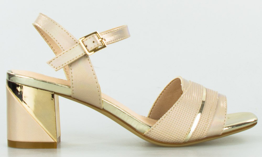 Sergio Leone Sandały neonowe lustrzane beżowe złote Sergio Leone-36