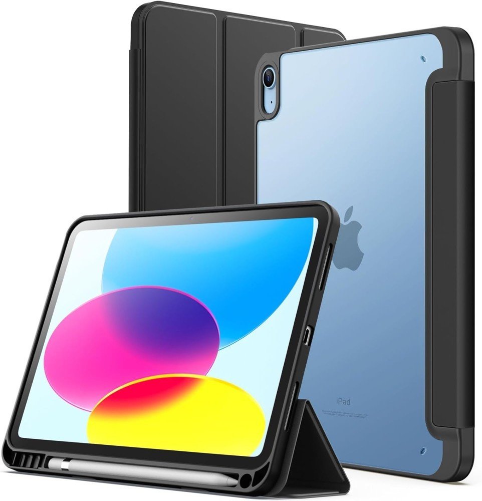 Etui z klapką Supero do iPad 10.9 2022/11 A16 2025, czarne + miejsce na rysik