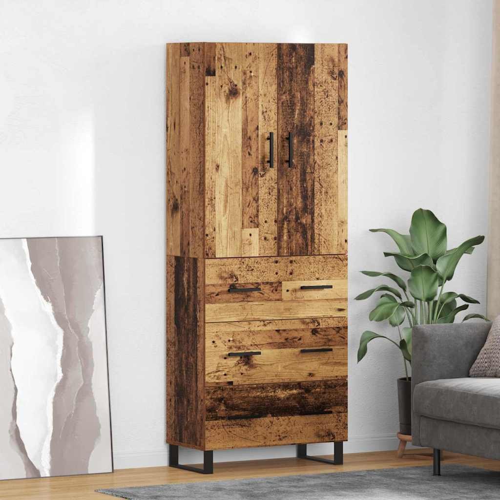 vidaXL Highboard 2 pcs Stare drewno Drewno inżynieryjne i szkło