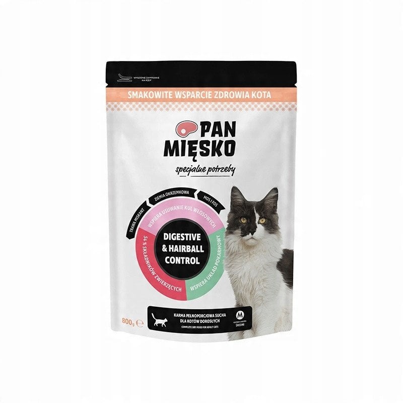 Pan Mięsko Digestive & Hairball Control z indykiem 800g