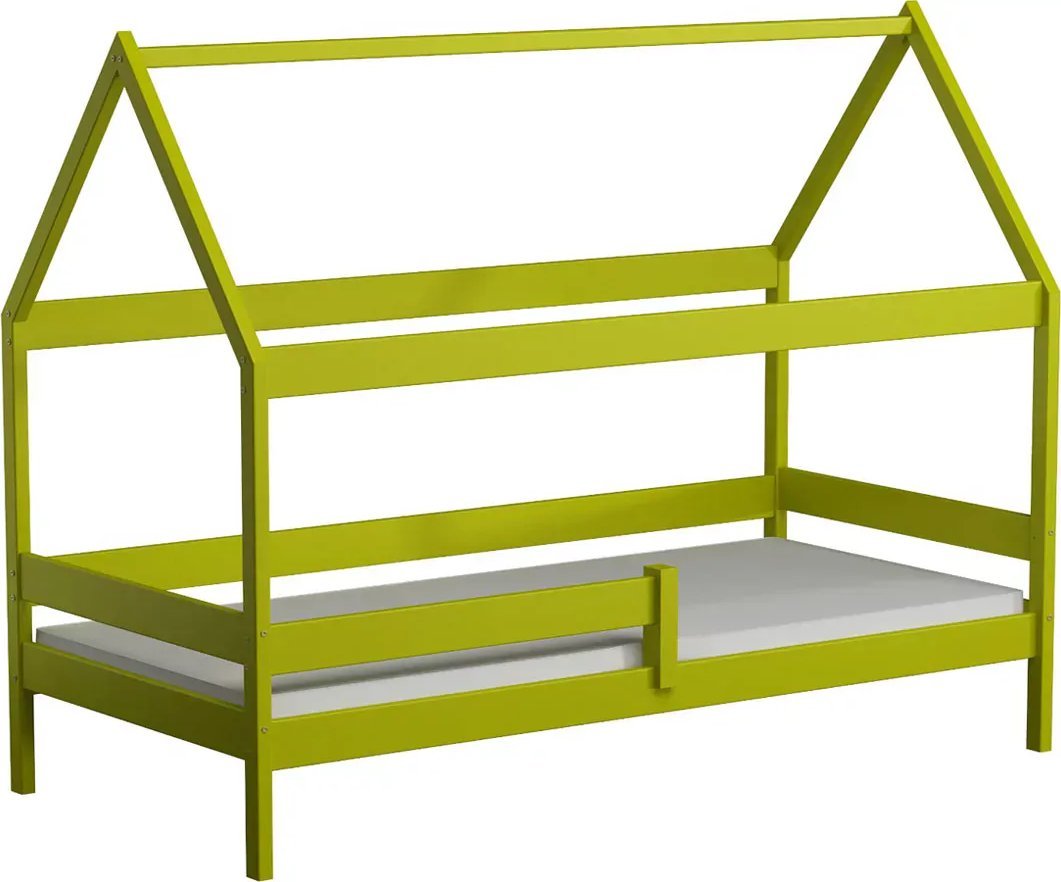 Elior Zielone drewniane łóżko sosnowe dla dziecka - Petit 3X 190x90 cm