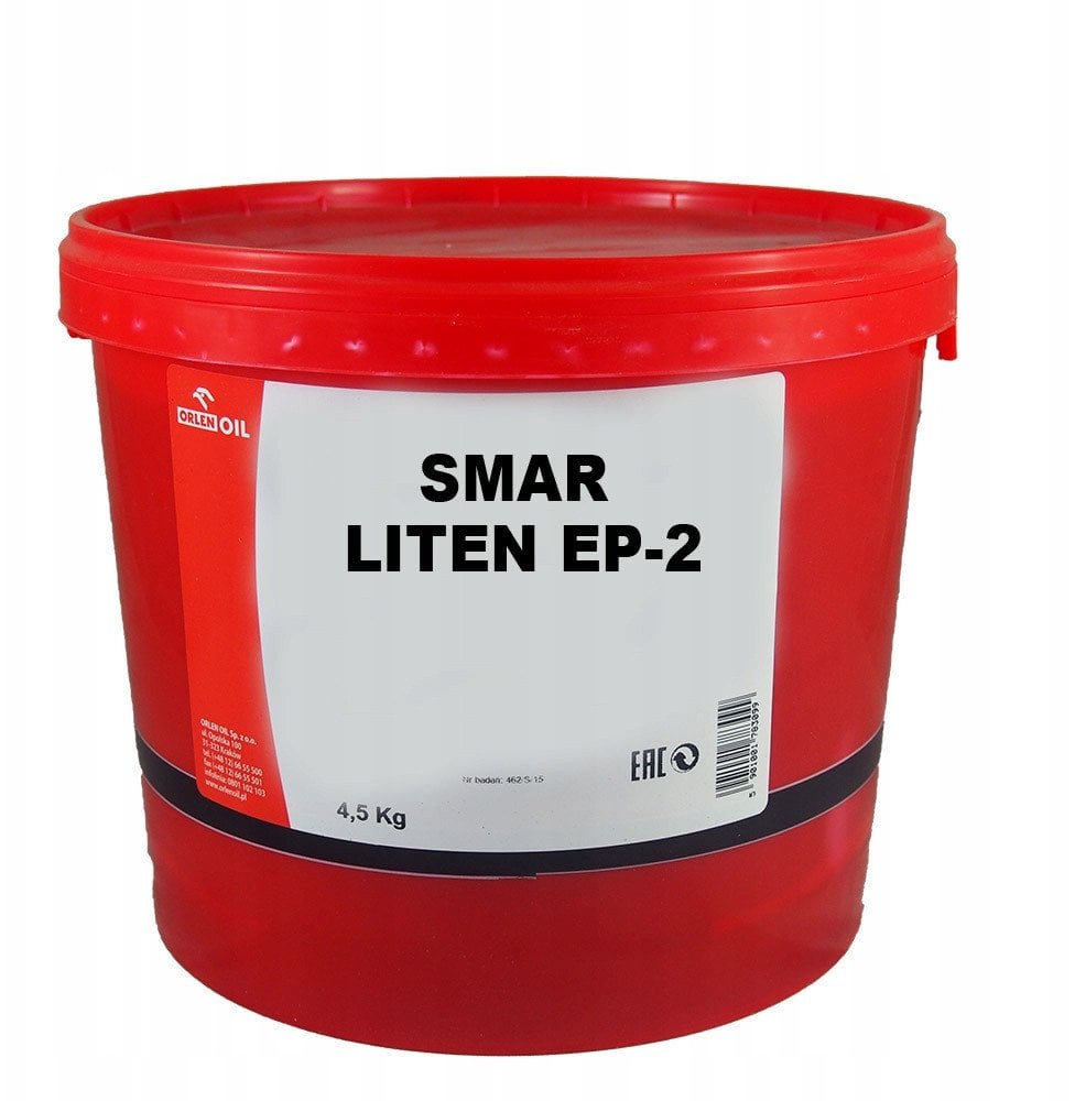 Smar do łożysk mydło litowe kwasu 12-hydroksystearynowego LITEN EP (4,5KG), -20/+120°C, DIN 51 502 KP2K-20, ISO 6743-9: BCHB-2, NLGI 2