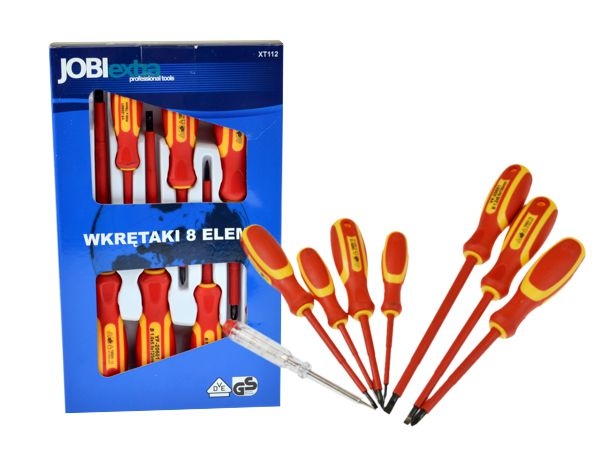 JOBIextra Wkrętaki dla elektryków VDE zestaw 8szt. (XT112)