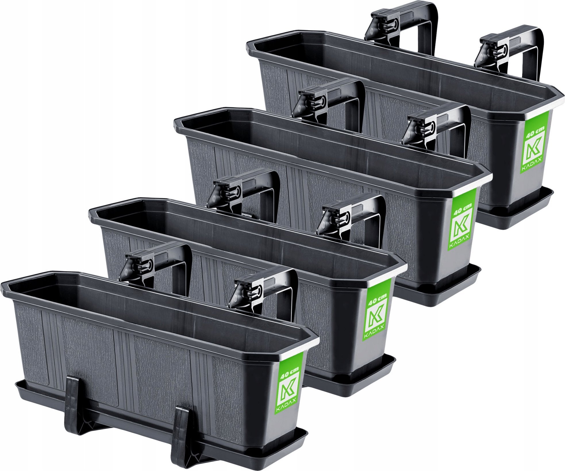 Kadax KADAX 4x Skrzynka Balkonowa 40cm Uchwyty Grafitowa