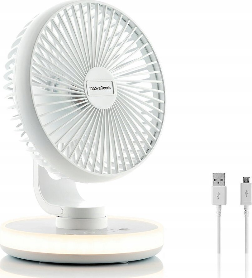 Wentylator USB InnovaGoods InnovaGoods Rechargeable Desk Fan with LED FanLed