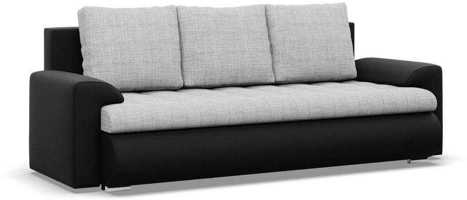 Kanapa rozkładana, Bosco, plecionka, ekoskóra, 222x96x92 cm, jasny szary, czarny | TYLETEGOTU