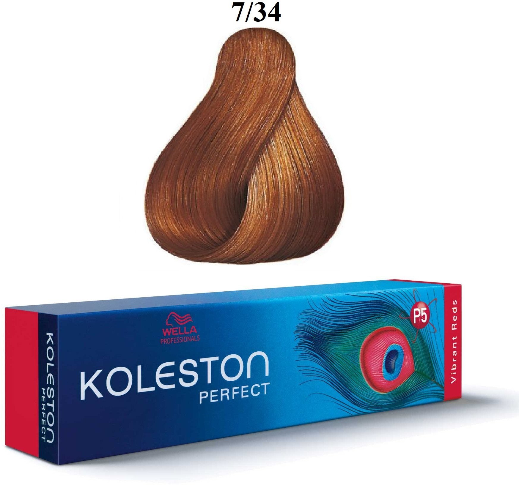 Wella Professionals Wella Professionals, Koleston Perfect, Permanent Hair Dye, 7/34 Medium Blonde Golden Red, 60 ml For Women