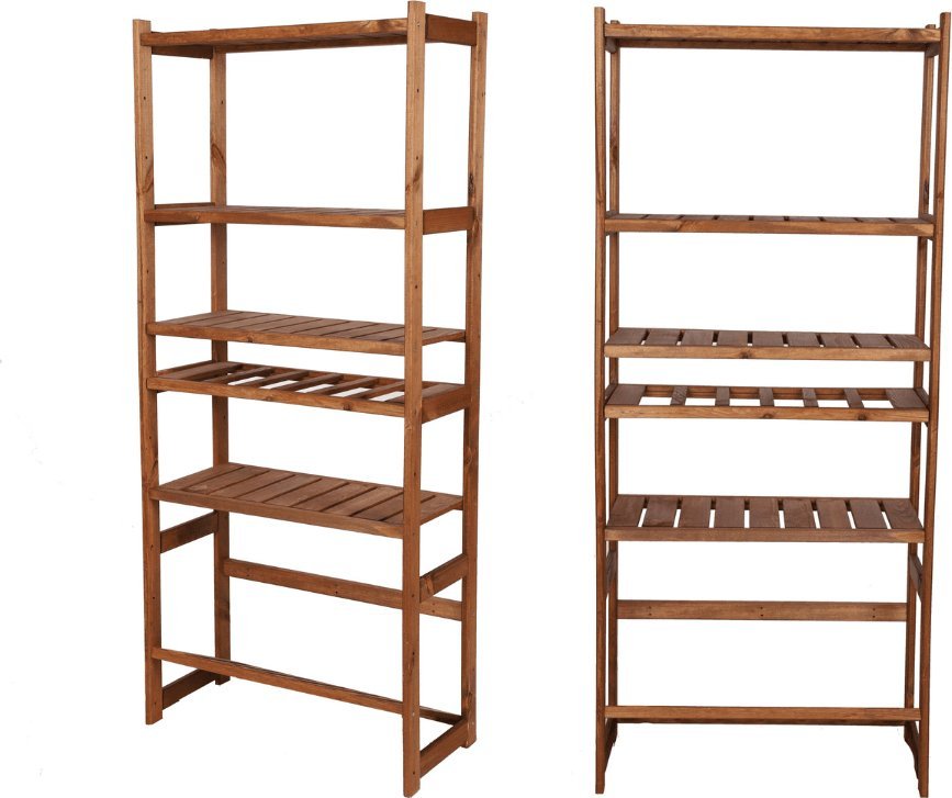 Wamar-Sosenka Regał drewniany do spiżarni LSR P4W1S1 Brązowy Półki proste 4 szt, Półki na wino 1 szt, Półki na skrzynki 1 szt Drewno sosnowe