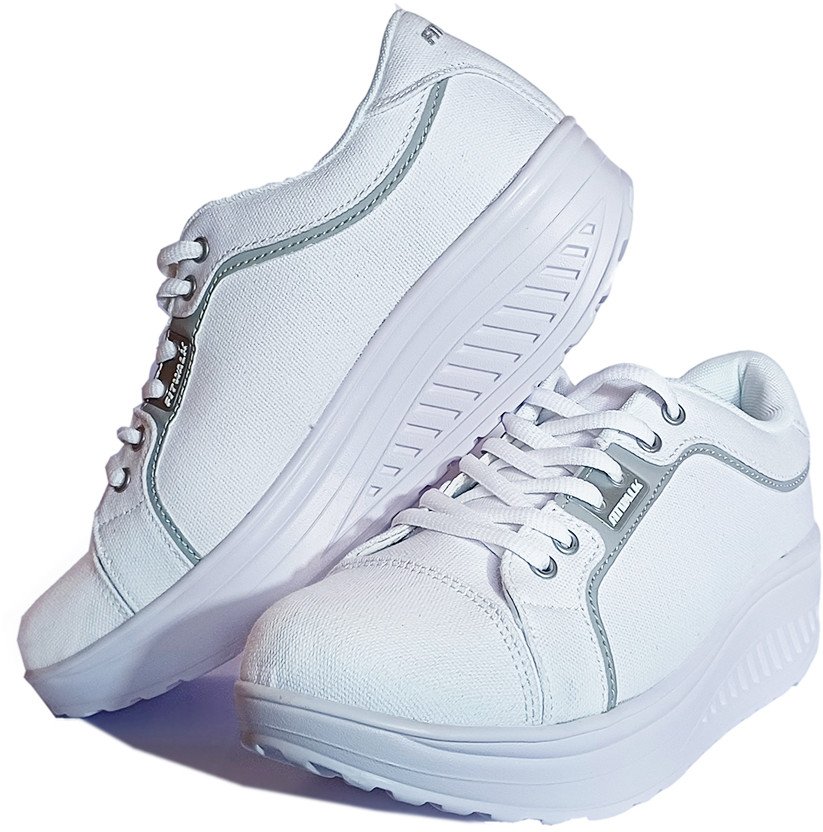 Trampki z podeszwą kołyskową Fit Walk białe 41