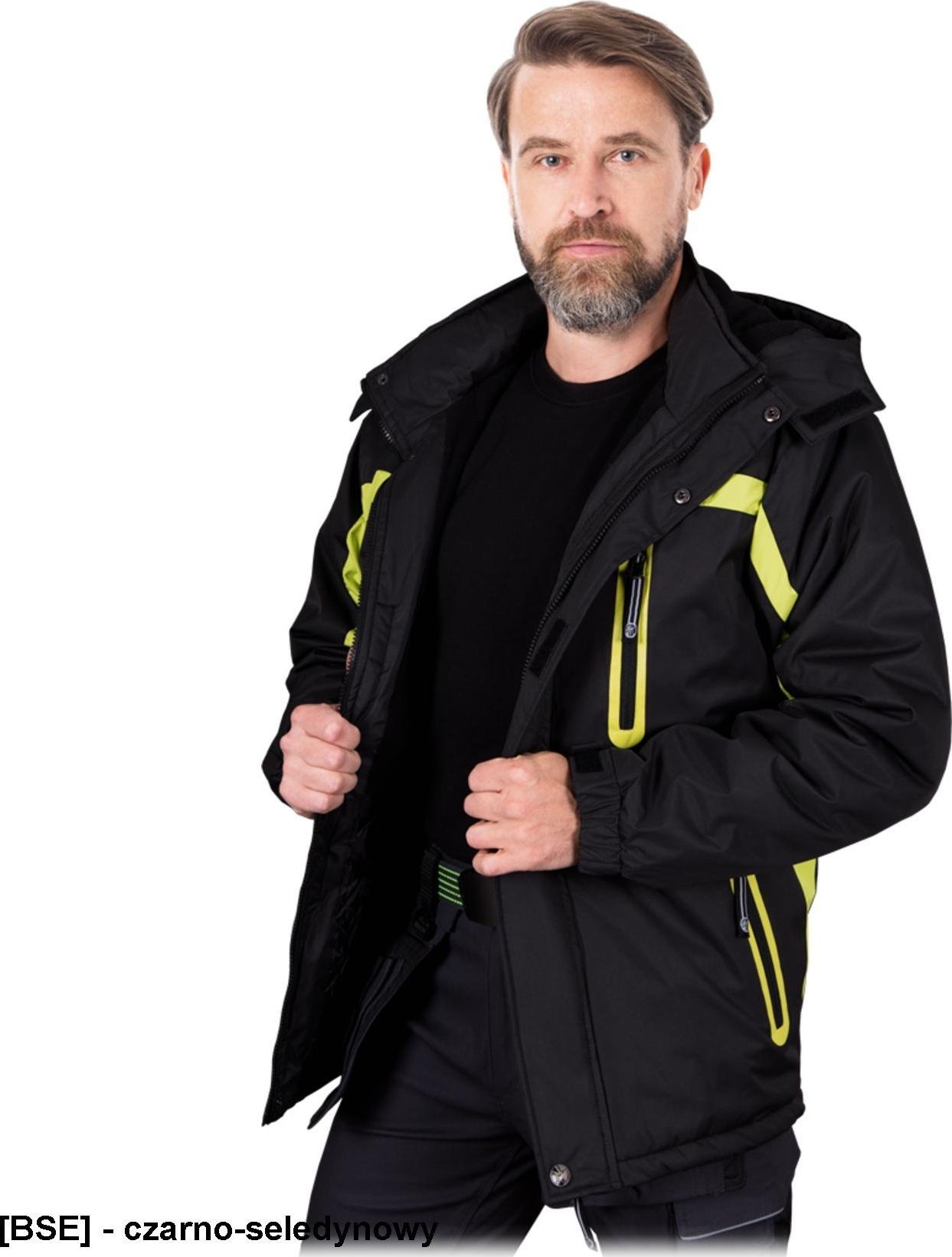 R.E.I.S. HERMAN - kurtka ocieplana polarem, 100% poliester 150 g/m, stójka, odpinany kaptur z polarową podszewką, 4 kieszenie, rękawy ściągacz, suwak