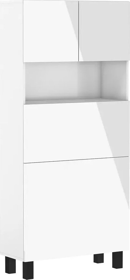 Elior Meblościanka z biurkiem biały połysk - Klever