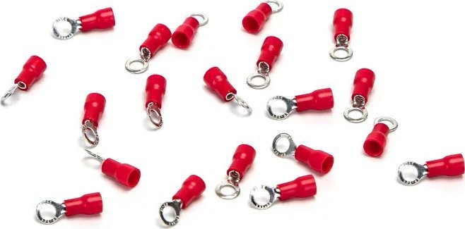 Aigostar Preizolowane zaciski tłoczone na zimno RV3.5-5 20 szt., czerwone Preizolowane zaciski tłoczone na zimno RV3.5-5 20 szt., czerwone