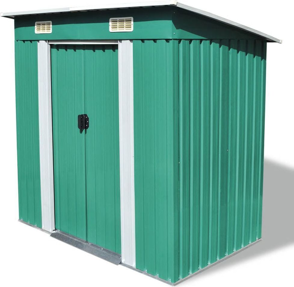 vidaXL Szopa ogrodowa metalowa zielona 190x124x181 cm (42908)