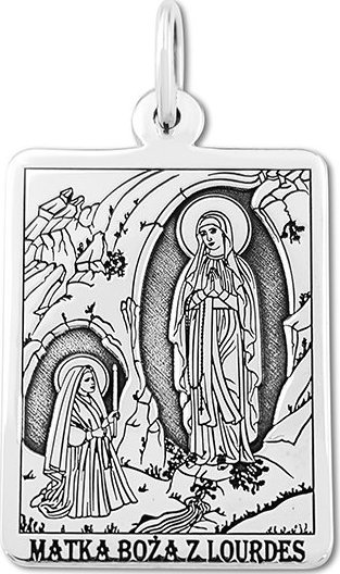 WĘC - Twój Jubiler Medalik prostokątny srebrny z wizerunkiem Matki Bożej z Lourdes _03